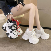 Casual Sneakers with Breathable Chunky Platform Walking Style Wedges Shoes High Heel Casual Sneakers Shoes for Women Women Platform Sneakers