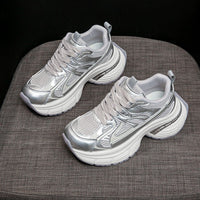 Respirable Thick Bottom Dad Shoes for Women in All Seasons Breathable Fashionable Flat Heel Anti-Odor Casual Footwear
