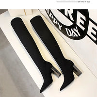 Sexy Slim Over-the-Knee High Heel Knee High Boots Women Long Boots Metal Heel Shoes