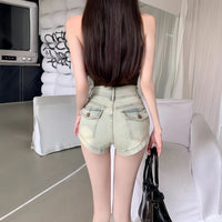 High Waist Distressed Slim Straight Jeans Short Shorts Hot Pants Spicy Girl Summer Fashion Women's Clothing