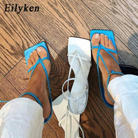 Square Head Ankle Strap Sandals Women Fashion High Heel Gladiator Narrow Band Party Dress Pump Shoes