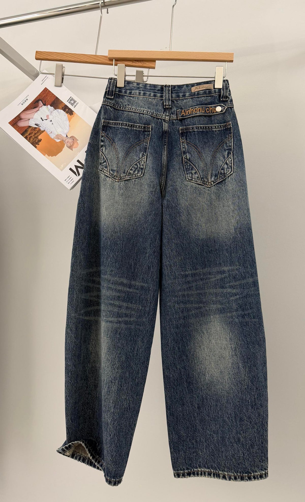 Irregular Hole Vintage Jeans Women Distressed Washed Wide Leg Loose Denim Pants Natalia Home Fashion    Natalia Home Fashion