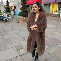 Ladies Faux Leather Long Coats Femme Pockets Soft Mink Fur Women Trendy Street Style Loose Short Outwear Winter - Natalia Home Fashion