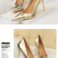 Women 10.5cm High Heels Valentine Pumps Luxury Glossy Stripper Stiletto Wedding Bridal Fetish Shoes