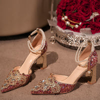 Crystal Women Wedding Shoes Rhinestone High Heels Ankle Strap Stilettos Women Crystal Party Dress Sandals