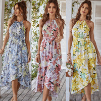 Women's Summer Dress Female Strap Long Sundress Sexy Flower Print Backless Maxi Dresses Lady Casual Sleeveless
