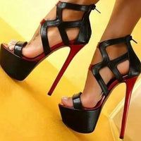 Design Platform Peep Toe Women Sandals Sexy Style Zipper Catwalk Prom Party Extreme Thin High Heels Shoes