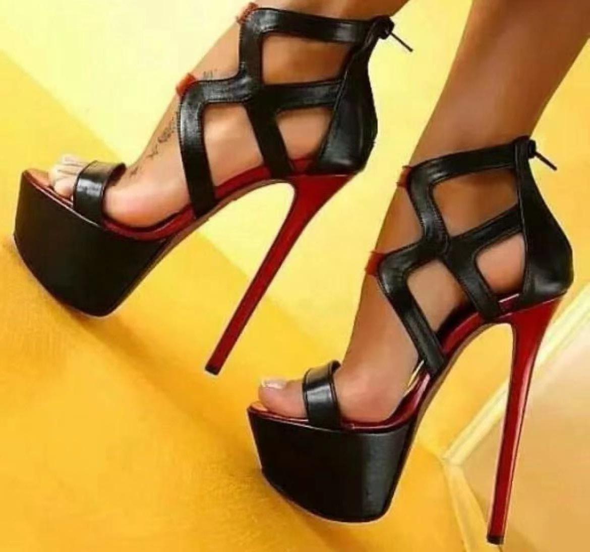 Design Platform Peep Toe Women Sandals Sexy Style Zipper Catwalk Prom Party Extreme Thin High Heels Shoes
