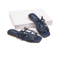 Leaf Pattern Women's Sandals Outdoor Wear New Style Beach Flat Bottom Slip-On Holiday Comfortable Breathable Flats