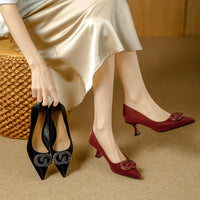 Women's Shoes Closed Toe Design Light Elegant Kitten High Heel Femme Wedding Dress Shoes Ladies Pumps Heeled Sandals for Women