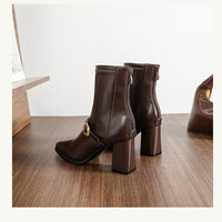 Thick Heel Elastic Slim Women Ankle Boots Fashion Square Toe Autumn Winter Ladies Elegant Mordern Short Booties