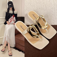 Flat Bottom Sandals Breathable Open Toe Fashionable Casual Metal Buckle Versatile Outdoor Wear Summer Sandals