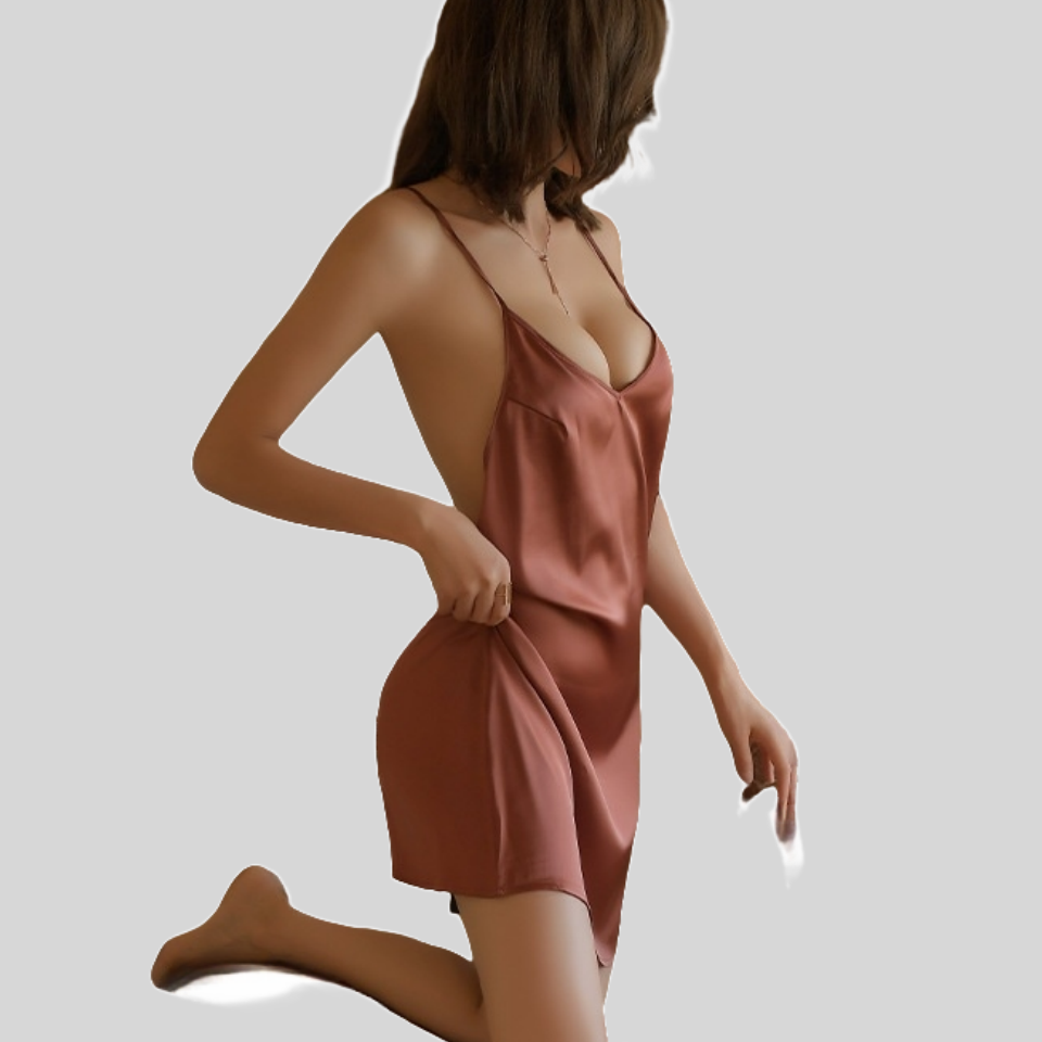 Sexy Pajamas Night Dress Women Sleepwear Deep V Suspender Nightdress Beauty Back Simulation Silk Nightgowns Thin Home Clothes