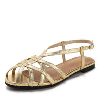 Retro woven Roman sandals, summer open-toe low-heeled women's shoes, one-strap buckle, versatile and fashionable commuter shoes