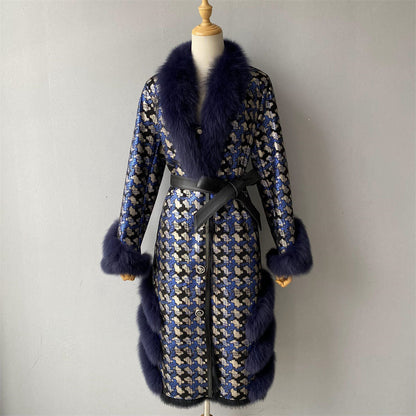Soft Warm Luxury Wool Double Sided Sheepskin Fur Jacket Winter Women Genuine Sheep Shearling Leather Trench Coat Natalia Home Fashion    Natalia Home Fashion