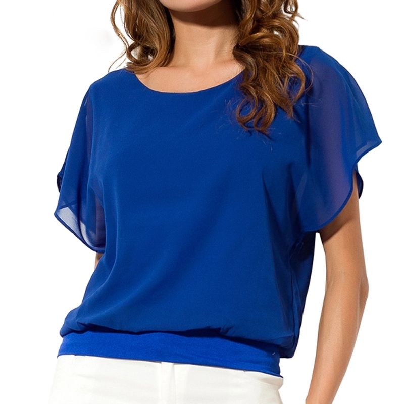 Women's Clothing Chiffon Short Sleeve Bat Wing Shirt Loose Fit Slimming T-Shirt For Women Natalia Home Fashion    Natalia Home Fashion