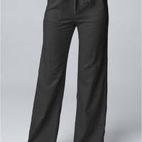 Women Cotton Linen Pants Solid Color Elastic Loose Drawstring Wide-Leg High Waist Trousers Female Stretch Straight Casual Pants