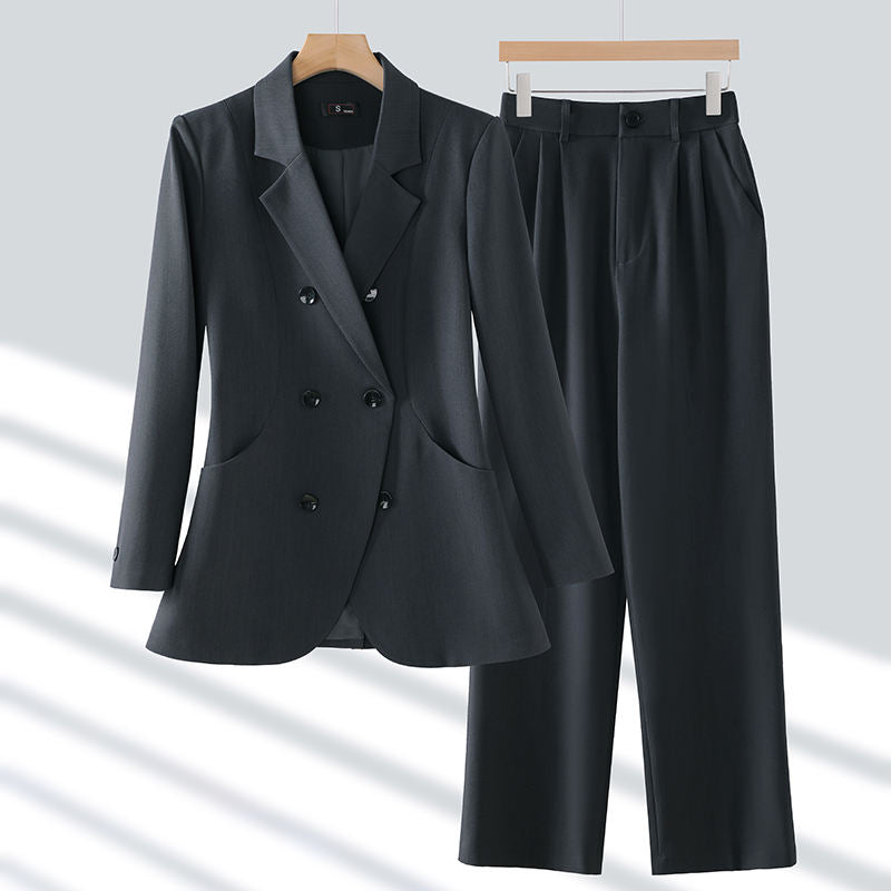 Elegant Double Breasted Jacket Suit Women's Long Sleeved Holiday Slim Blazers Coat Fashion Temperament business suit