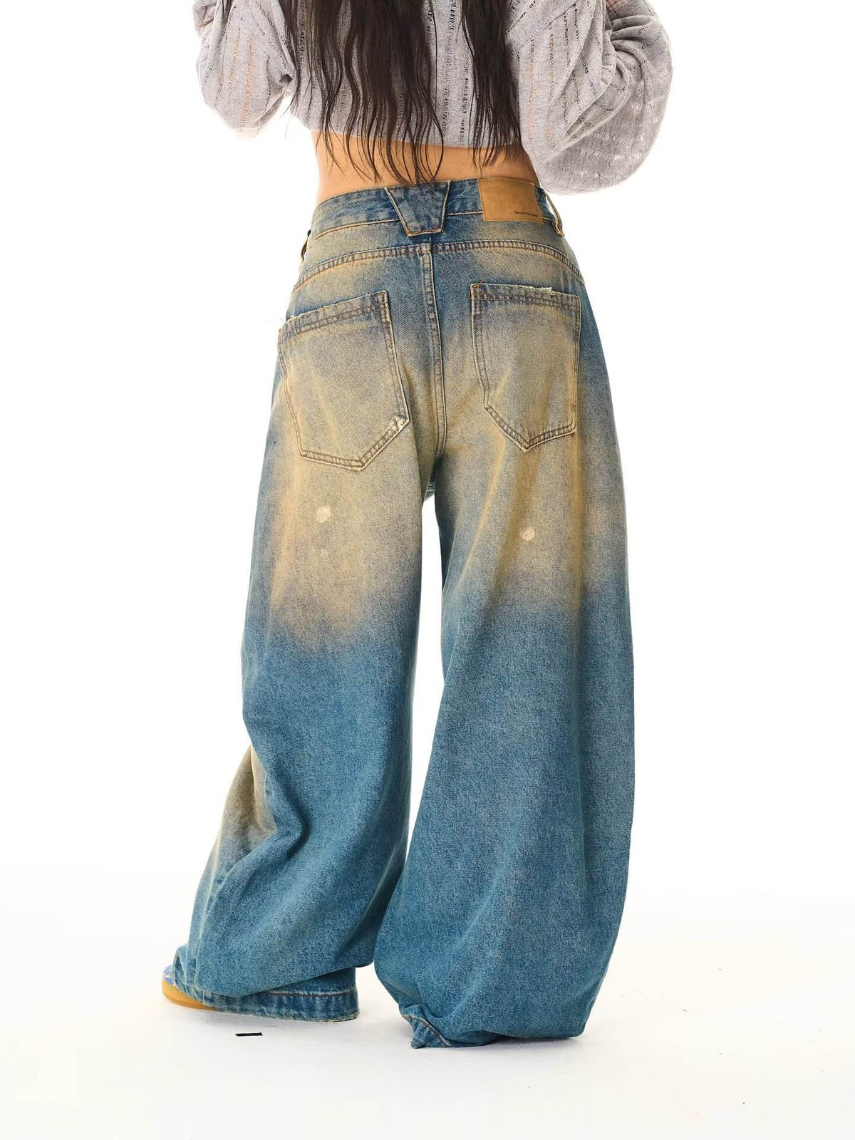 Washed High Street Straight Leg Cuffed Jeans Women Loose Casual Pants High Waist Vintage Graffiti Jeans Natalia Home Fashion    Natalia Home Fashion
