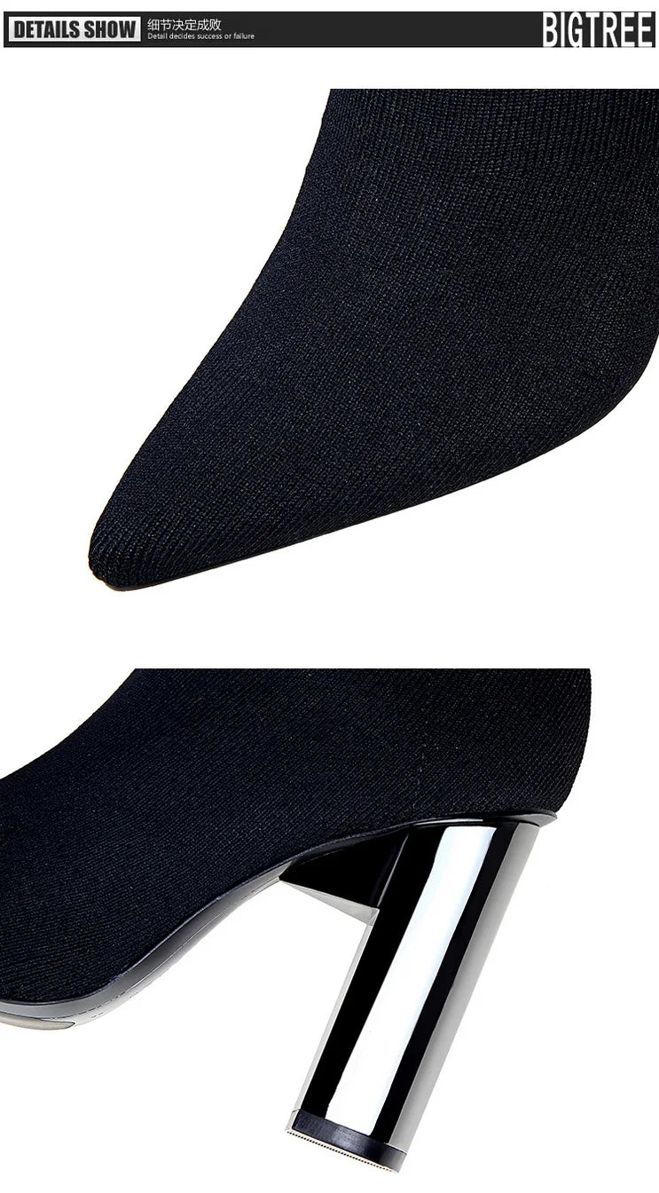 Sexy Slim Over-the-Knee High Heel Knee High Boots Women Long Boots Metal Heel Shoes