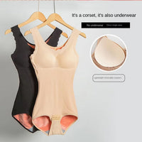 Warm Shapewear Bodysuit Women Winter Thick Thermal Abdominal Compression Body Shaper Bodysuit with bras