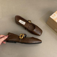 Women's Mary Jane Flat Bottom Slip-On Shoes with Buckle Soft Style Versatile Shoes