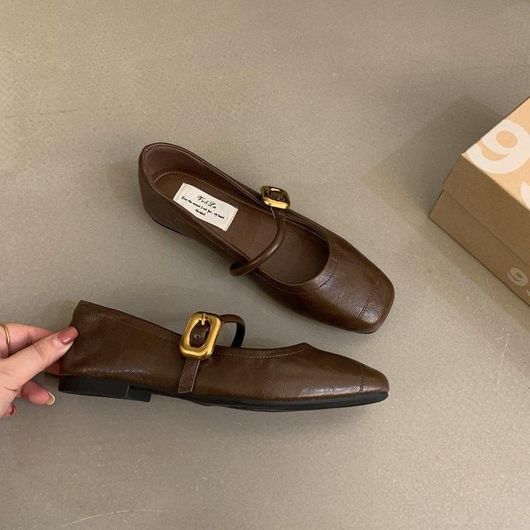 Women's Mary Jane Flat Bottom Slip-On Shoes with Buckle Soft Style Versatile Shoes