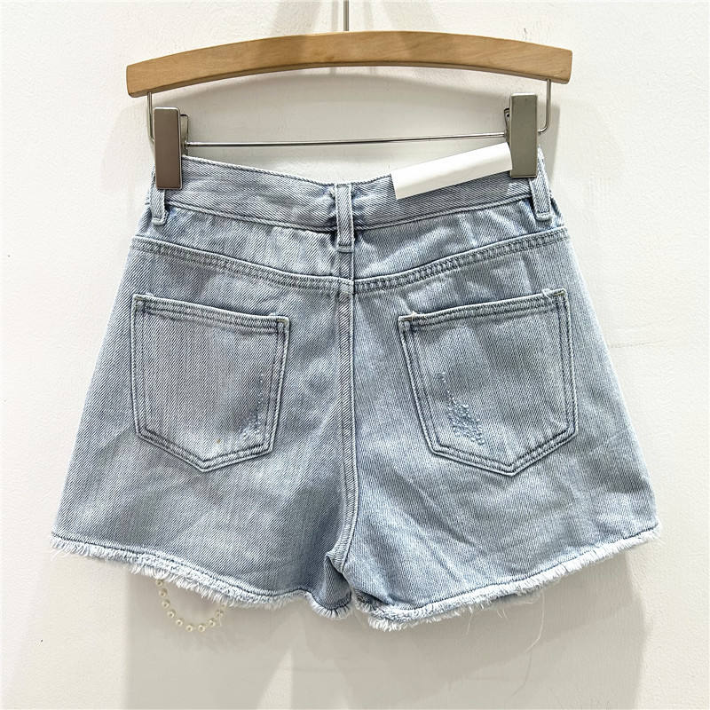 Denim Summer Shorts for Women's Bottoms Pearls Fashion Casual Shorts