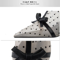 Fashion Women Ankle Boots Pointed Toe Short Pointed Toe Bow Design Thin Low Heels Back Zipper Fashion Boots Air Mesh Boots