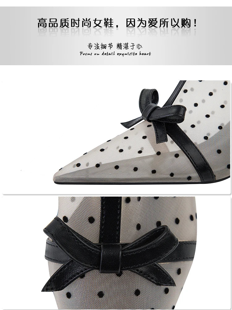 Fashion Women Ankle Boots Pointed Toe Short Pointed Toe Bow Design Thin Low Heels Back Zipper Fashion Boots Air Mesh Boots