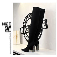 Sexy Slim Over-the-Knee High Heel Knee High Boots Women Long Boots Metal Heel Shoes