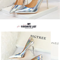 Women 10.5cm High Heels Valentine Pumps Luxury Glossy Stripper Stiletto Wedding Bridal Fetish Shoes