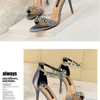 Open Toe Rhinestones Sandals Women New Designer Sexy High Heels Sandals Female Shoes Summer Heeled Sandals