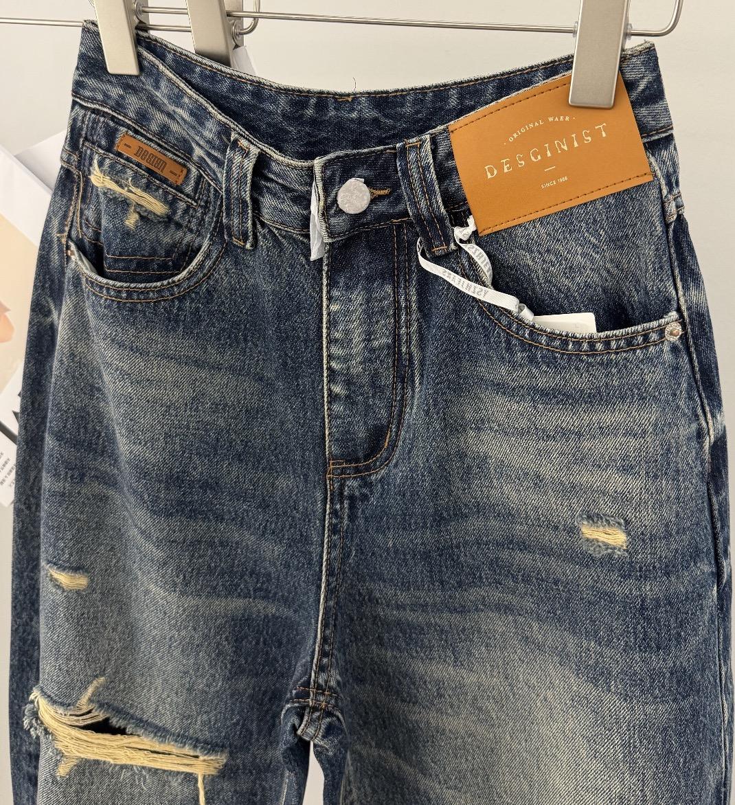 Irregular Hole Vintage Jeans Women Distressed Washed Wide Leg Loose Denim Pants Natalia Home Fashion    Natalia Home Fashion