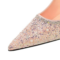 Fashion String Bead Women Pumps Elegant Ladies Thin Heels Wedding Dress Shoes - Natalia Home Fashion
