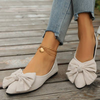 Fashion Print Bowtie Women's Flats Flock Round Toe Slip On Ballet Flats For Woman Ladies Casual Boat Shoes