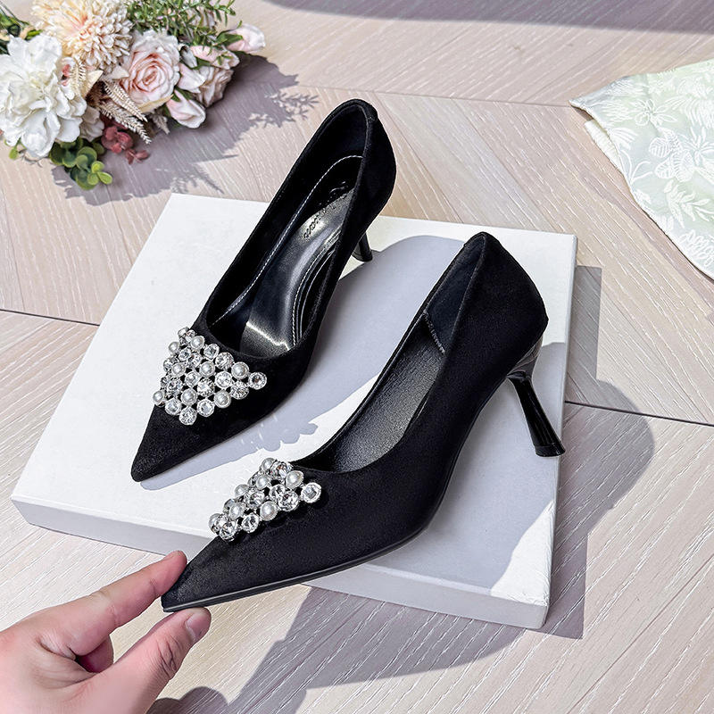 Style High-Grade French High Heels Fashion Rhinestone Wedding Shoes Bridal Shoes