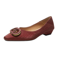 French Pointed Toe Ballerina  Style Slip-On Women's Shoes big buckle Embellished