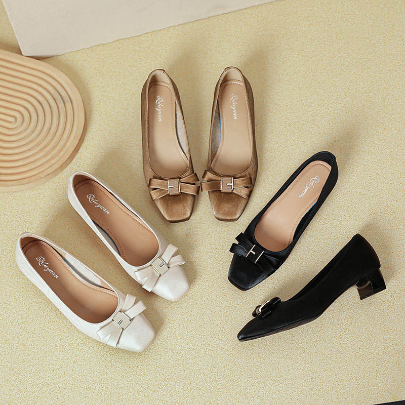 Women Wedding Shoes Closed Toe Design Light Elegant Square High Heel Femme Dress Shoes Ladies Pumps Heeled Sandals for Women