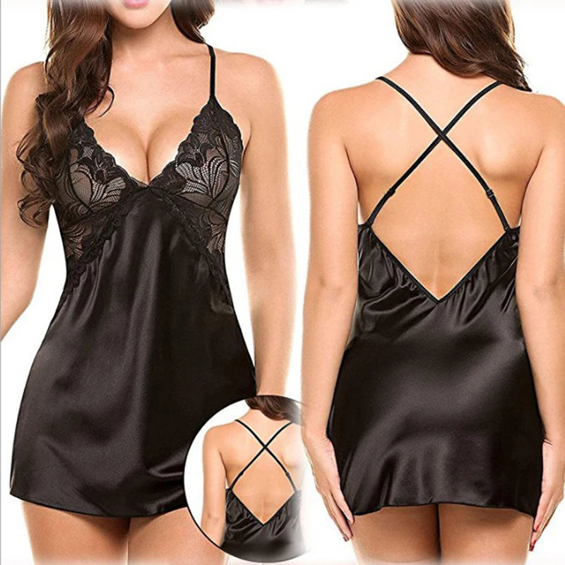 Women Sexy Lace Sling Lingerie Nightwear Robe Baby doll Attractive Sexy Sleepwear Charming Night Dress Sleep Wear