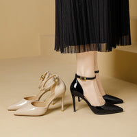 Pointy Toe Elegant Women Shoes Stilettos Office Sandals For Ladies Cover Heel Ankle Strap Sandals