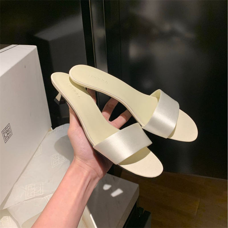 Summer High Quality Women's Shoes Fashion Open Toe Medium Heel Women's Slippers Solid Color Leather Women's High Heels Natalia Home Fashion    Natalia Home Fashion