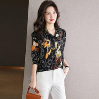 Summer Women Shirt 3D Abstract Line Face Digital Print Long Sleeve Shirt Women Fashion Large Size Lapel Button Down Shirt