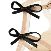 Fashion Butterfly knot Pumps Women's Slippers Fashion Pointed Toe Ankle Strap Wedges Heels Party Shoes
