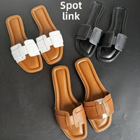 Women's Comfortable Flat Slippers Elegant Office Slides Slip On Beach Bohemian Sandals Shoes - Natalia Home Fashion