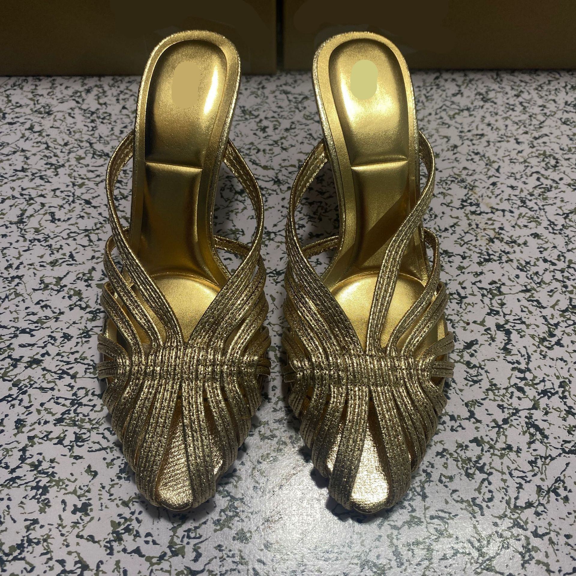 High Heels Summer Women Roman Sandals Casual Elegant Stiletto Breathable Hollow Design Female Party Mules Shoes - Natalia Home Fashion