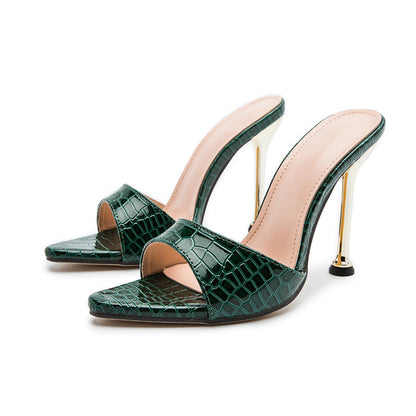 Women Slippers Snake Print Strappy Mule High Heels Slippers Sandals Flip Flops Pointed Toe Slides Party Shoes Woman Natalia Home Fashion    Natalia Home Fashion