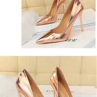 Women 10.5cm High Heels Valentine Pumps Luxury Glossy Stripper Stiletto Wedding Bridal Fetish Shoes