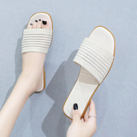 Women's Open Toe Summer Flat for Slippers Fashion Knitting Lazy Trendy Fashion Slides