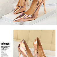 Women 10.5cm High Heels Valentine Pumps Luxury Glossy Stripper Stiletto Wedding Bridal Fetish Shoes